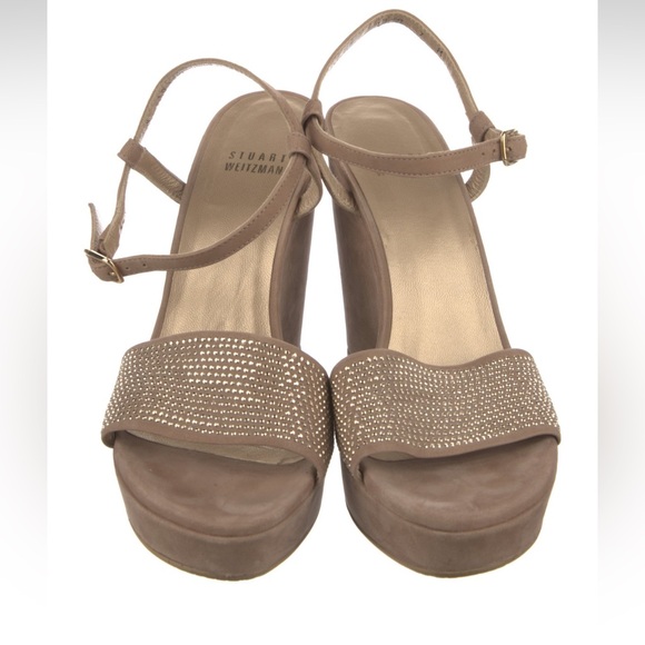 Stuart Weitzman Suede Crystal Embellishment Sandals Size 7 - Picture 3 of 5